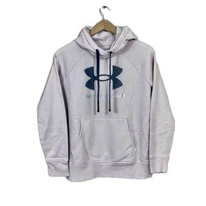 UNDER ARMOUR Womens Size S Loose Pink Fleece Hoodie Sweatshirt Logo